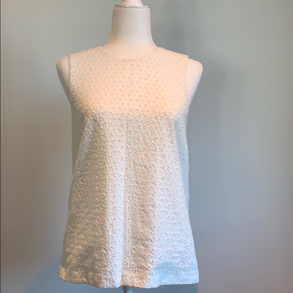 Madewell cream colored cotton eyelet top